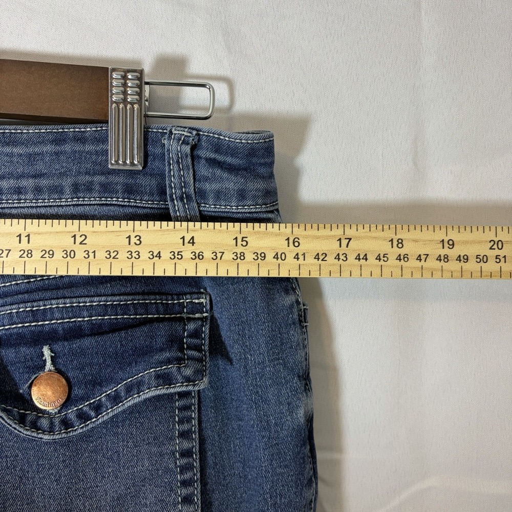 Flamingals Flared Jeans Womens Sz L (32x32) Mid Rise Side Seam Detail Stretch - Picture 9 of 14
